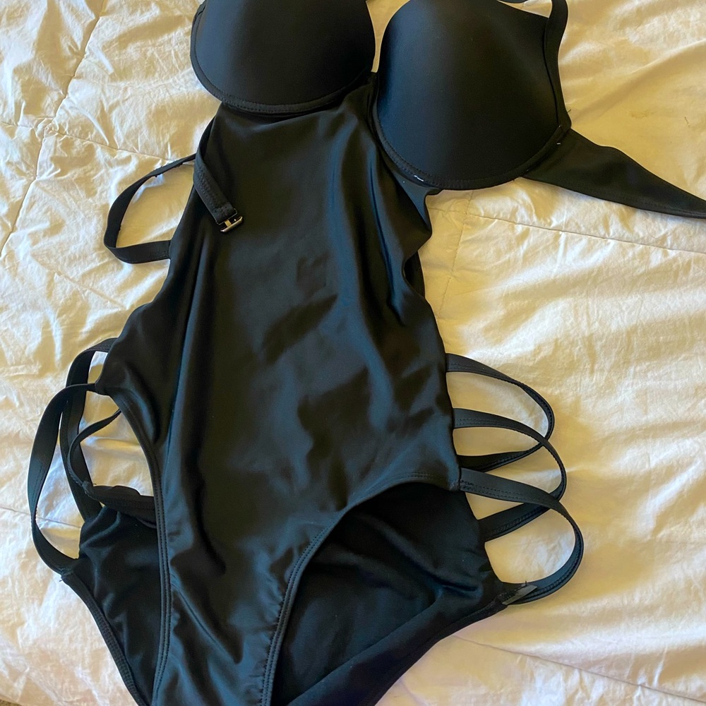 One piece swimsuit open back